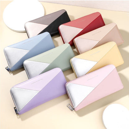 TAILIAN T9612-117 Multiple Card Slots Long Purse Color Splicing PU Leather Women Zipper Clutch