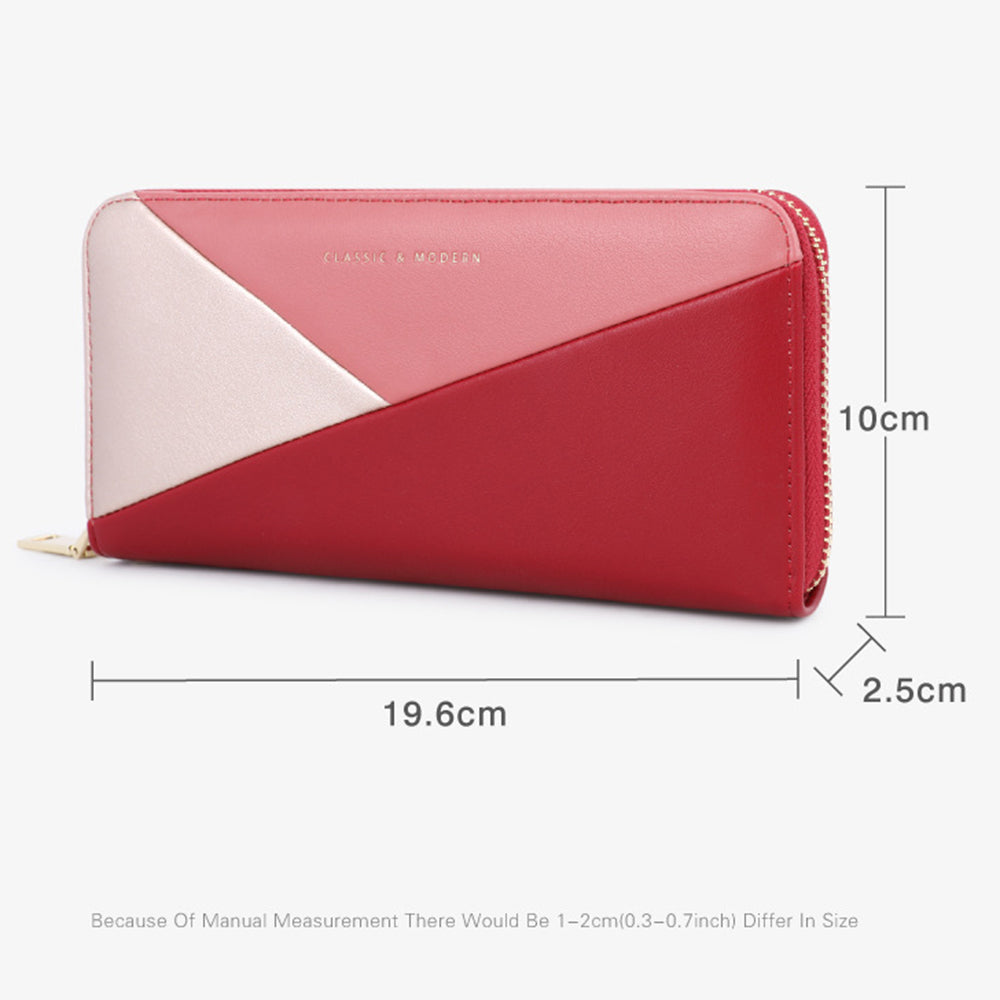 TAILIAN T9612-117 Multiple Card Slots Long Purse Color Splicing PU Leather Women Zipper Clutch