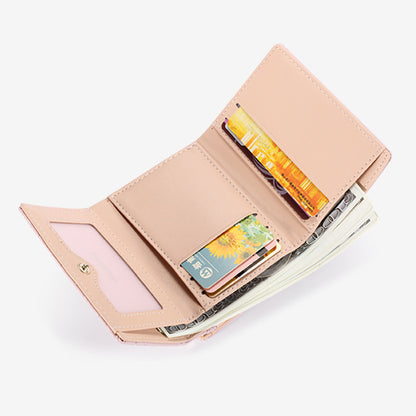 TAILIAN T7368-134 Pearl Clip Wallet PU Leather Card Storage Holder Stitching Rhombus Coin Pouch Bag