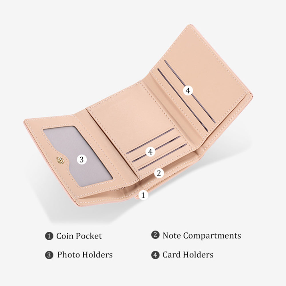 TAILIAN T7368-134 Pearl Clip Wallet PU Leather Card Storage Holder Stitching Rhombus Coin Pouch Bag