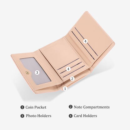 TAILIAN T7368-134 Pearl Clip Wallet PU Leather Card Storage Holder Stitching Rhombus Coin Pouch Bag