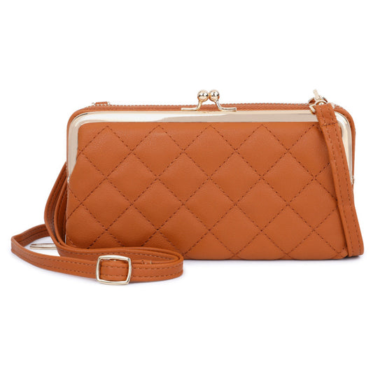 TAILIAN TC318-002 PU Leather Crossbody Bag Multiple Card Slots Rhombus Stitching Line Travel Shoulder Bag