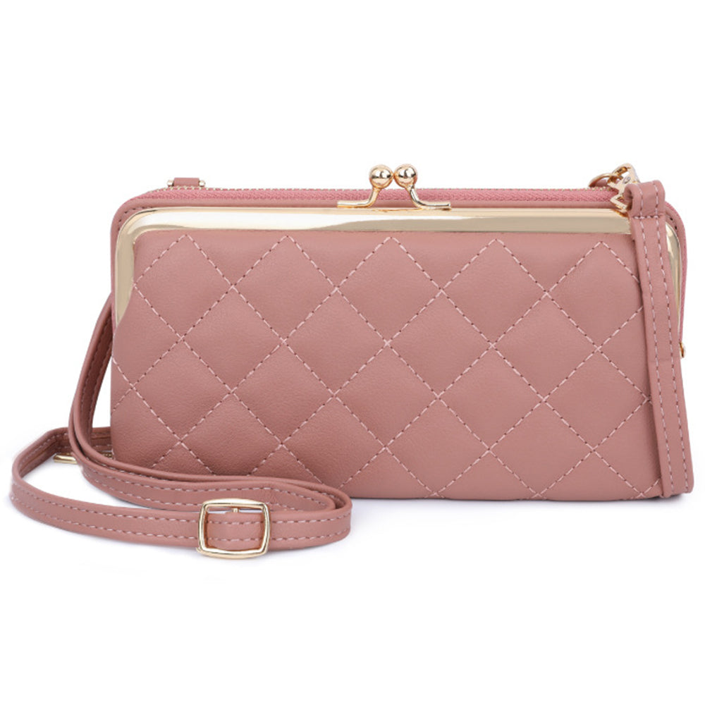 TAILIAN TC318-002 PU Leather Crossbody Bag Multiple Card Slots Rhombus Stitching Line Travel Shoulder Bag