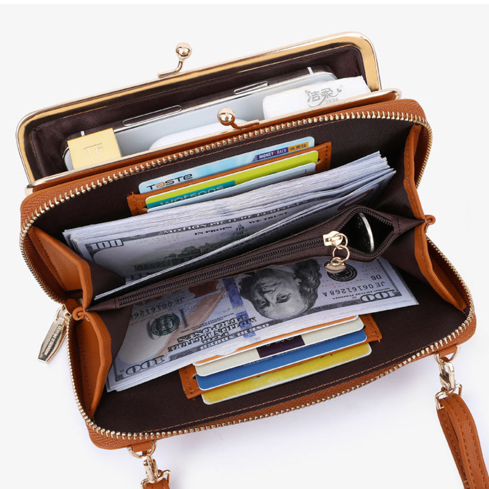 TAILIAN TC318-002 PU Leather Crossbody Bag Multiple Card Slots Rhombus Stitching Line Travel Shoulder Bag