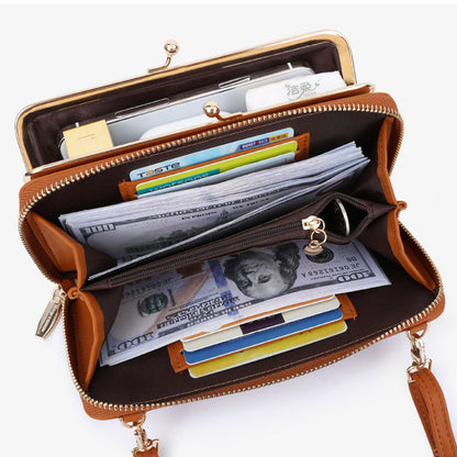 TAILIAN TC318-002 PU Leather Crossbody Bag Multiple Card Slots Rhombus Stitching Line Travel Shoulder Bag