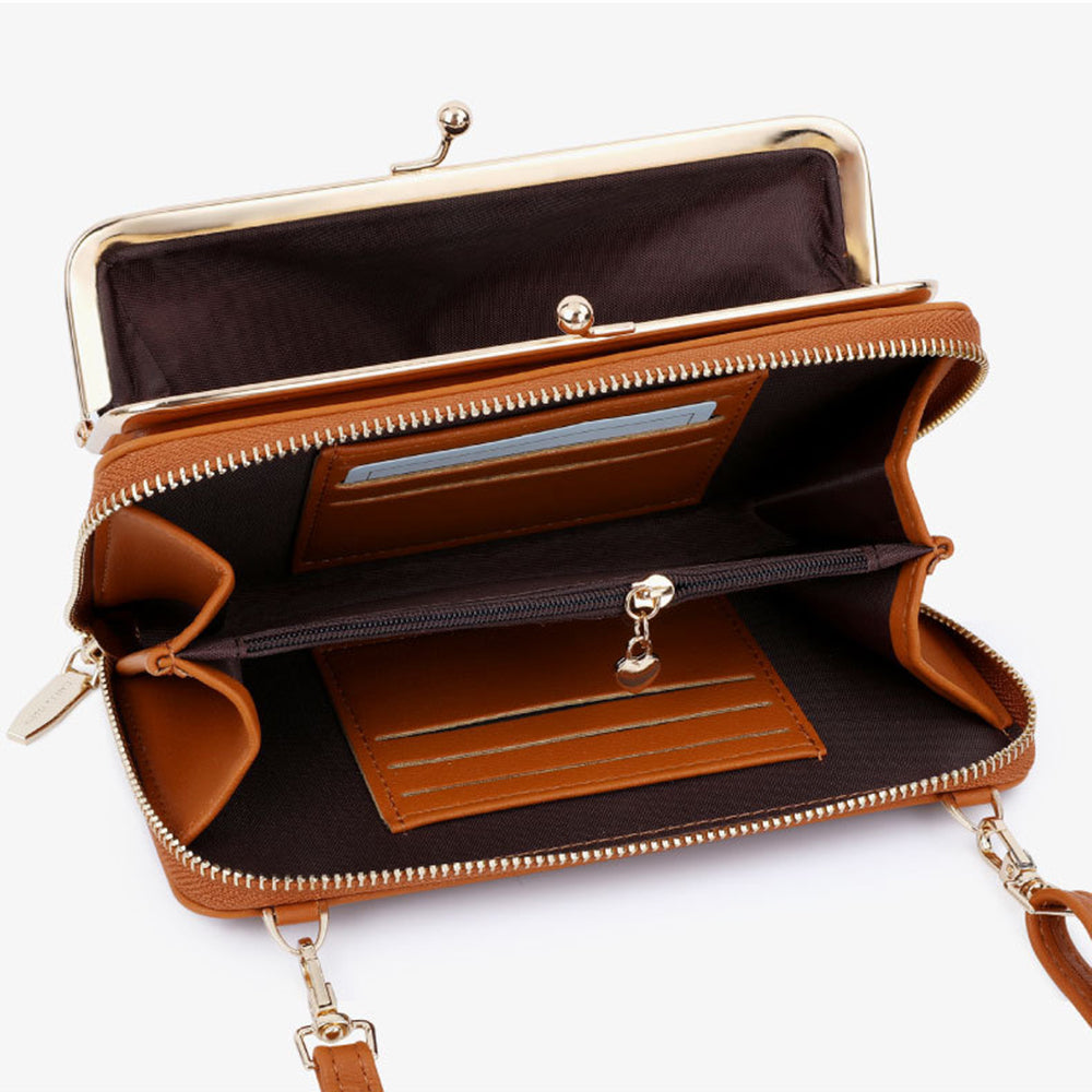 TAILIAN TC318-002 PU Leather Crossbody Bag Multiple Card Slots Rhombus Stitching Line Travel Shoulder Bag