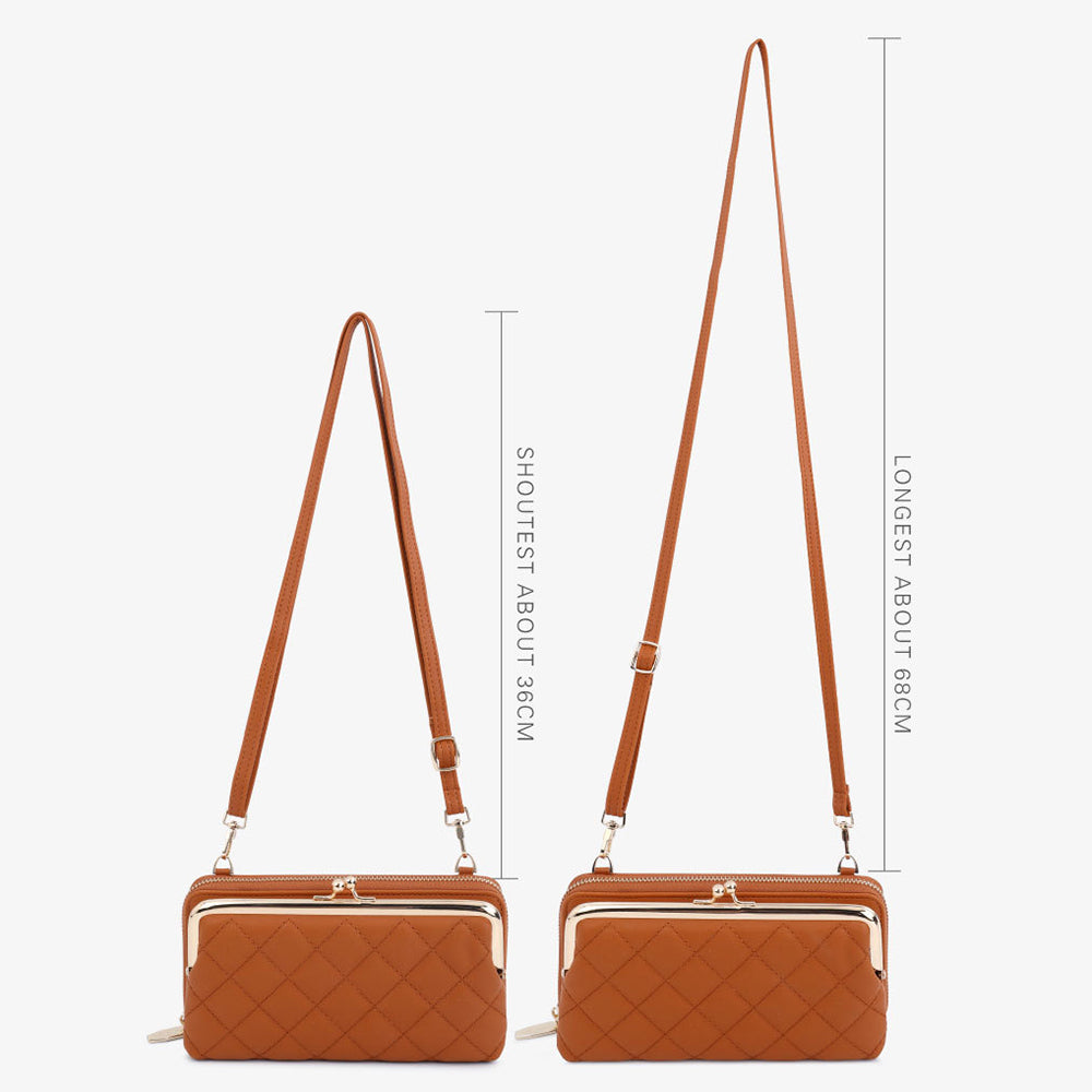 TAILIAN TC318-002 PU Leather Crossbody Bag Multiple Card Slots Rhombus Stitching Line Travel Shoulder Bag