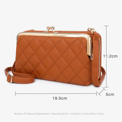 TAILIAN TC318-002 PU Leather Crossbody Bag Multiple Card Slots Rhombus Stitching Line Travel Shoulder Bag