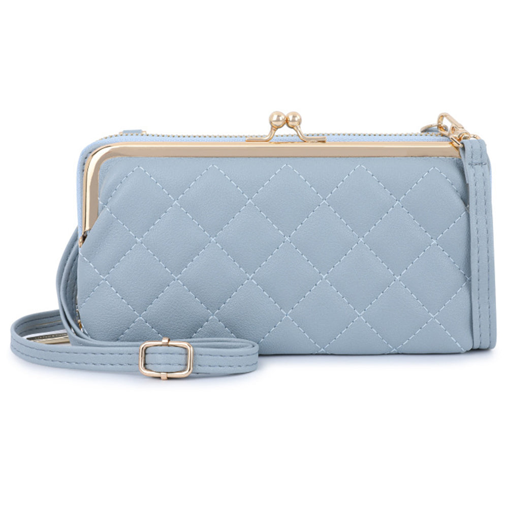 TAILIAN TC318-002 PU Leather Crossbody Bag Multiple Card Slots Rhombus Stitching Line Travel Shoulder Bag