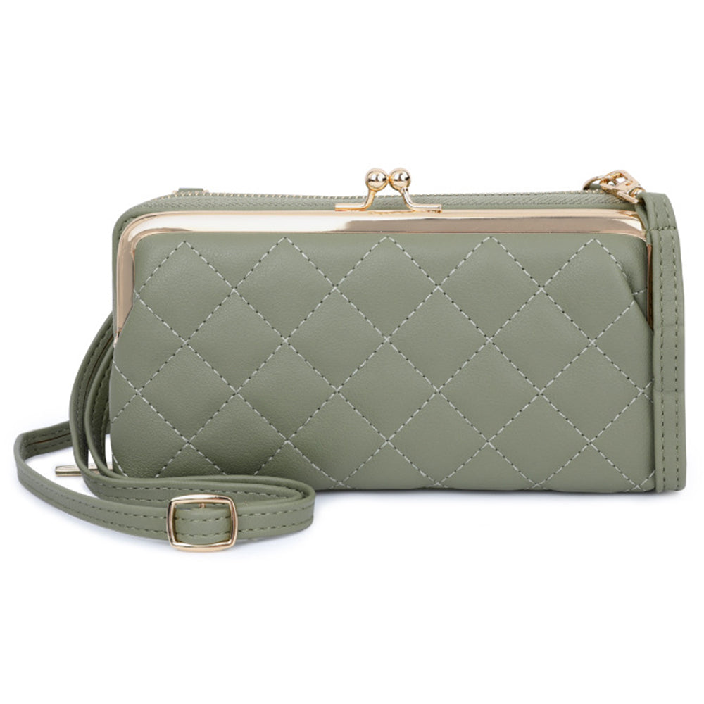 TAILIAN TC318-002 PU Leather Crossbody Bag Multiple Card Slots Rhombus Stitching Line Travel Shoulder Bag