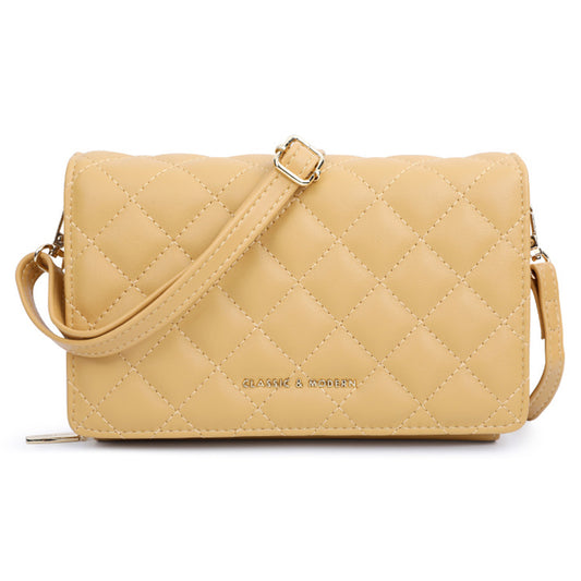 TAILIAN TC211-002 Women's Shoulder Bag Chic Rhombus Stitching Line PU Leather Travel Crossbody Bag Gril Daypack