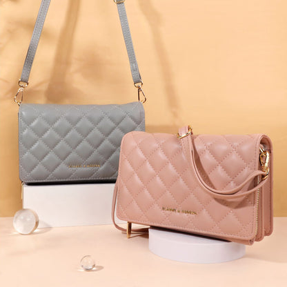 TAILIAN TC211-002 Women's Shoulder Bag Chic Rhombus Stitching Line PU Leather Travel Crossbody Bag Gril Daypack
