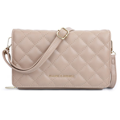 TAILIAN TC211-002 Women's Shoulder Bag Chic Rhombus Stitching Line PU Leather Travel Crossbody Bag Gril Daypack