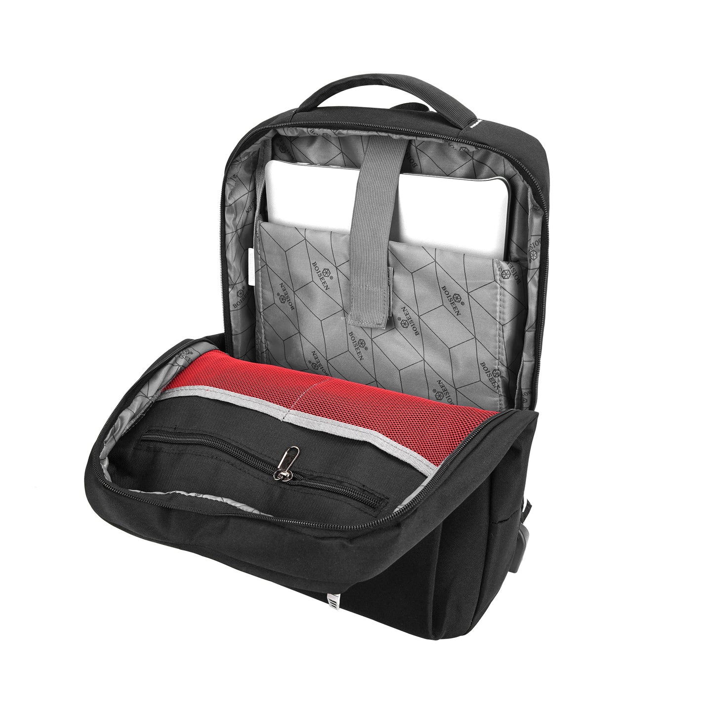 BOISEEN 3535 Men's Travel Shoulders Bag Oxford Cloth 15.6-Inch Laptop Backpack Daypack with External USB Port