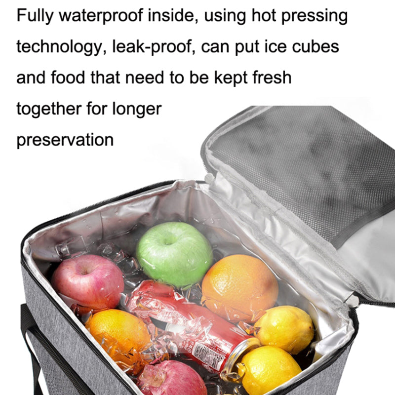 10L Oxford Cloth Thermal Insulated Waterproof Travel Lunch Bag Picnic Cooler Tote with Shoulder Strap