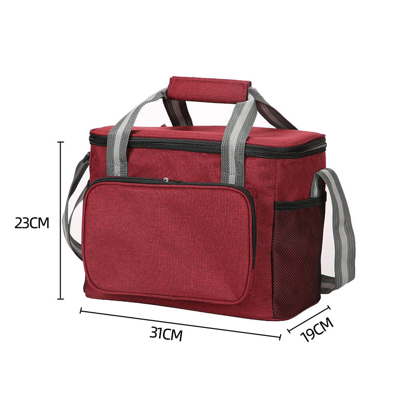 15L Portable Travel Lunch Bag Picnic Thermal Insulated Cooler Tote Waterproof Oxford Cloth Shoulder Bag