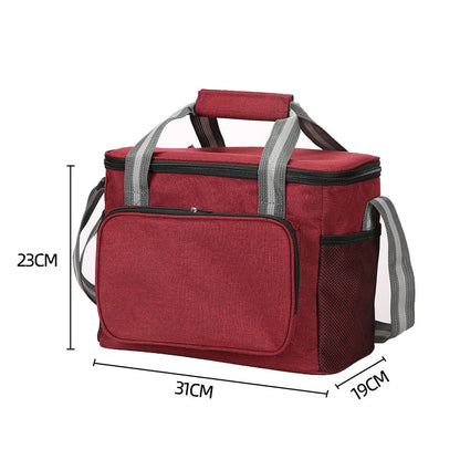 15L Portable Travel Lunch Bag Picnic Thermal Insulated Cooler Tote Waterproof Oxford Cloth Shoulder Bag