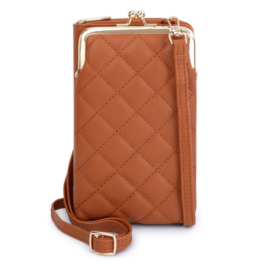 TAILIAN TC316-001 Rhombus Stitching Lines Crossbody Phone Bag Women PU Leather Zipper Wallet