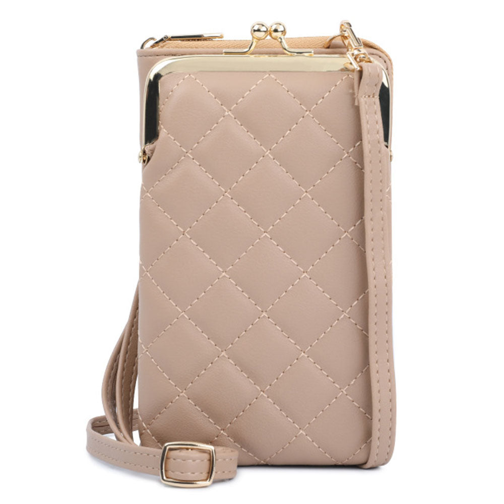 TAILIAN TC316-001 Rhombus Stitching Lines Crossbody Phone Bag Women PU Leather Zipper Wallet