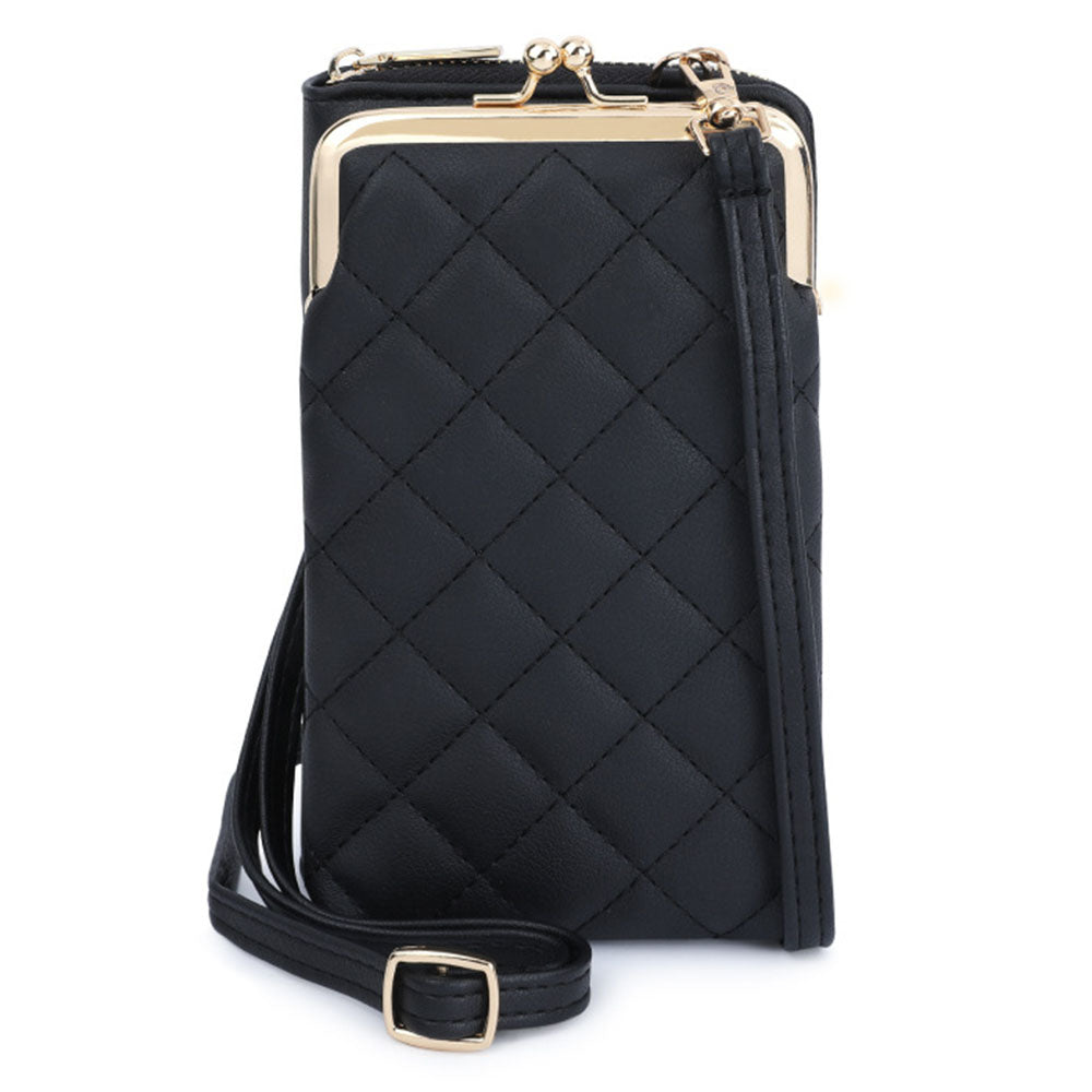 TAILIAN TC316-001 Rhombus Stitching Lines Crossbody Phone Bag Women PU Leather Zipper Wallet
