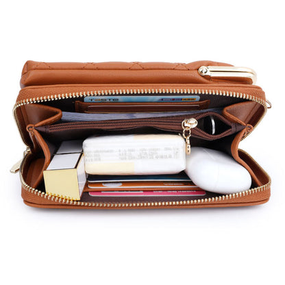 TAILIAN TC316-001 Rhombus Stitching Lines Crossbody Phone Bag Women PU Leather Zipper Wallet