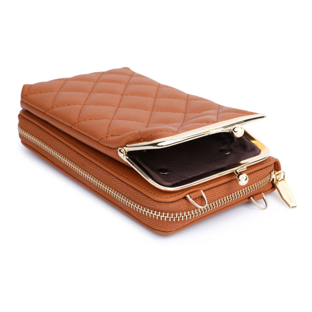 TAILIAN TC316-001 Rhombus Stitching Lines Crossbody Phone Bag Women PU Leather Zipper Wallet