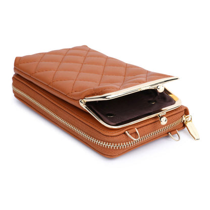 TAILIAN TC316-001 Rhombus Stitching Lines Crossbody Phone Bag Women PU Leather Zipper Wallet