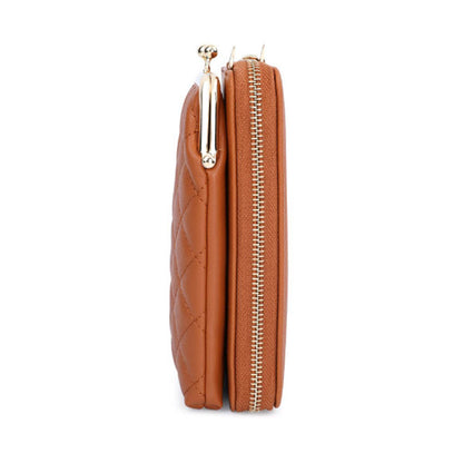 TAILIAN TC316-001 Rhombus Stitching Lines Crossbody Phone Bag Women PU Leather Zipper Wallet
