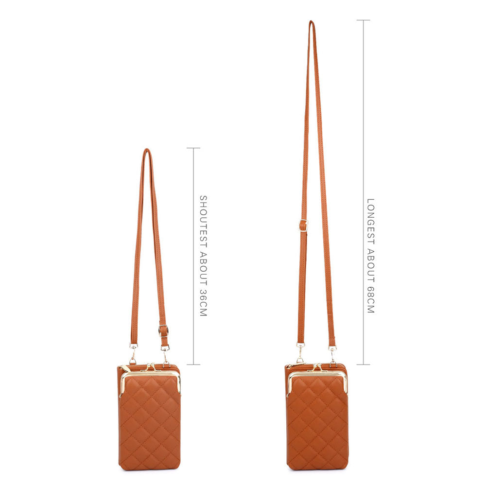 TAILIAN TC316-001 Rhombus Stitching Lines Crossbody Phone Bag Women PU Leather Zipper Wallet