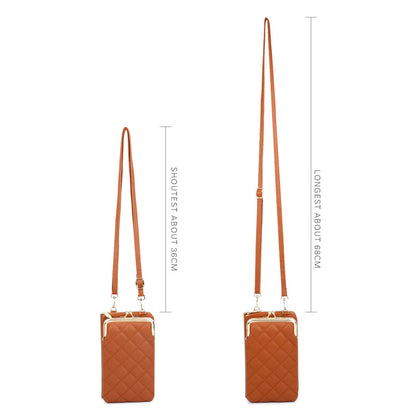 TAILIAN TC316-001 Rhombus Stitching Lines Crossbody Phone Bag Women PU Leather Zipper Wallet