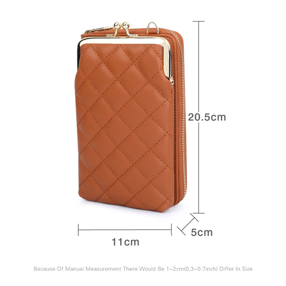 TAILIAN TC316-001 Rhombus Stitching Lines Crossbody Phone Bag Women PU Leather Zipper Wallet