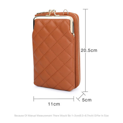 TAILIAN TC316-001 Rhombus Stitching Lines Crossbody Phone Bag Women PU Leather Zipper Wallet