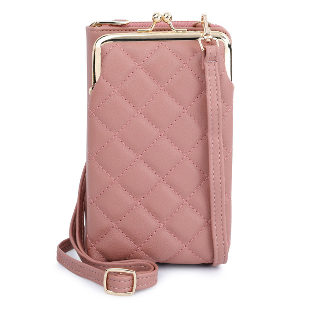 TAILIAN TC316-001 Rhombus Stitching Lines Crossbody Phone Bag Women PU Leather Zipper Wallet
