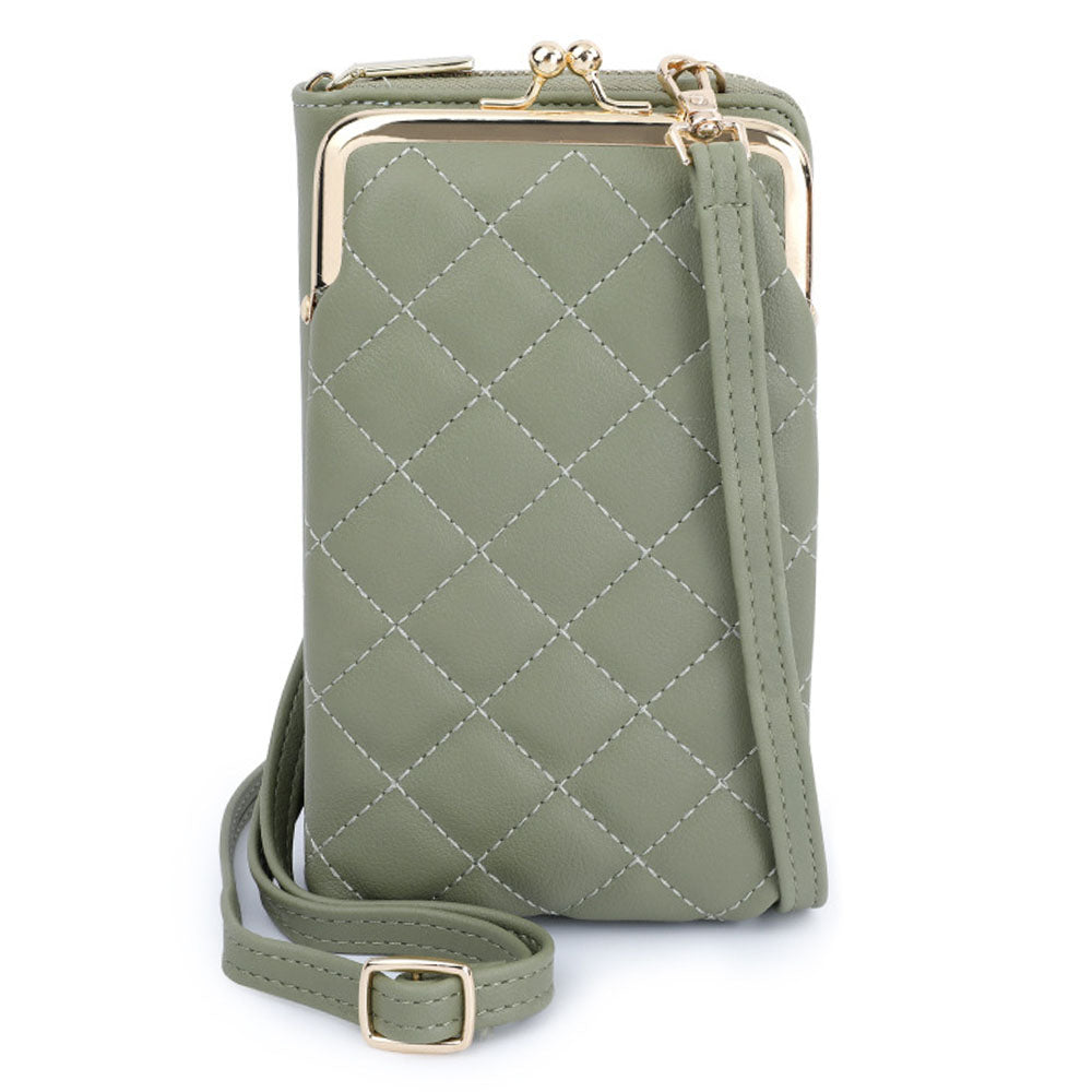 TAILIAN TC316-001 Rhombus Stitching Lines Crossbody Phone Bag Women PU Leather Zipper Wallet