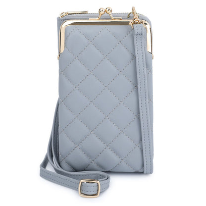 TAILIAN TC316-001 Rhombus Stitching Lines Crossbody Phone Bag Women PU Leather Zipper Wallet