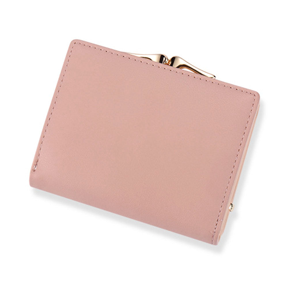TAILIAN T7368-096 Women Vintage Matte PU Leather Tri-fold Wallet Kiss Lock Coin Purse