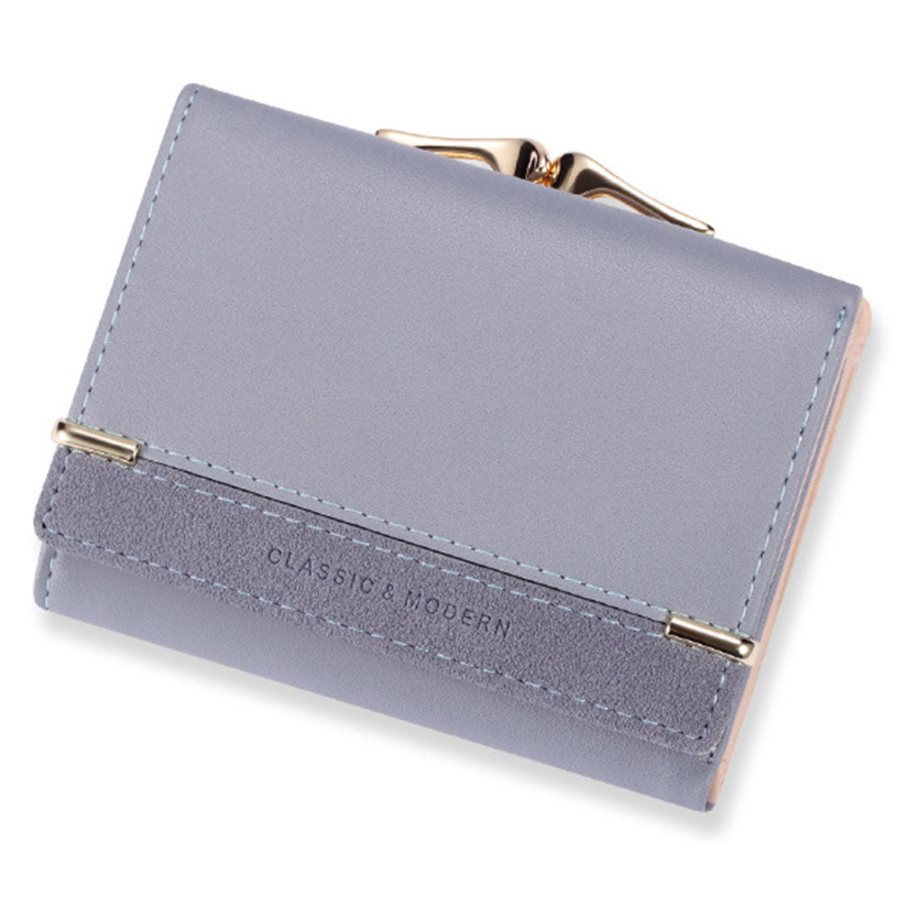 TAILIAN T7368-096 Women Vintage Matte PU Leather Tri-fold Wallet Kiss Lock Coin Purse