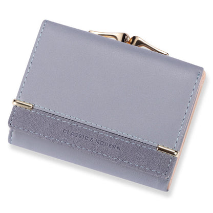 TAILIAN T7368-096 Women Vintage Matte PU Leather Tri-fold Wallet Kiss Lock Coin Purse