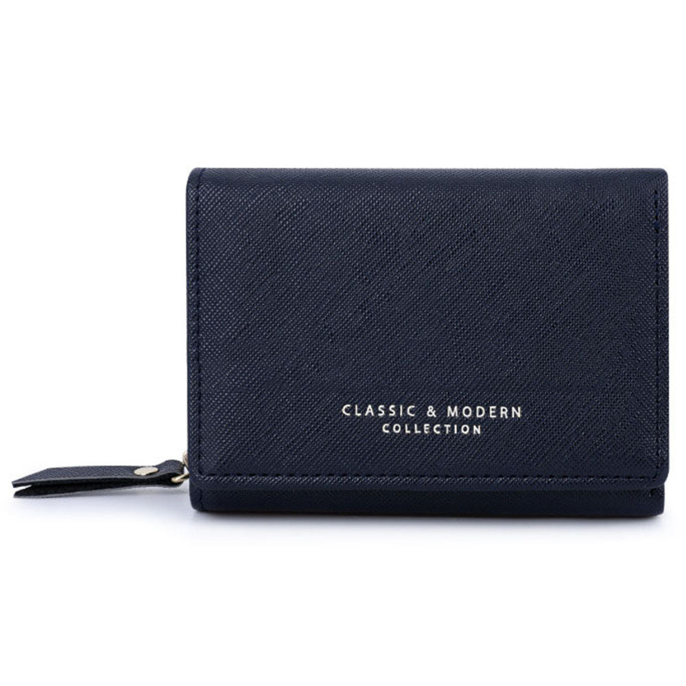 TAILIAN T6103-012 Cross Texture PU Leather Folding Wallet Zipper Pocket Women Cards Cash Holder Bag