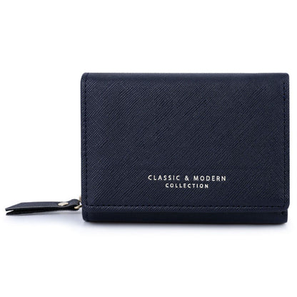 TAILIAN T6103-012 Cross Texture PU Leather Folding Wallet Zipper Pocket Women Cards Cash Holder Bag