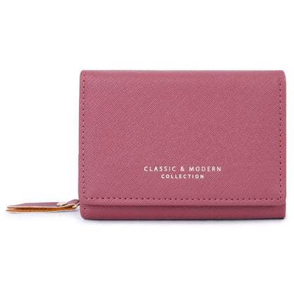 TAILIAN T6103-012 Cross Texture PU Leather Folding Wallet Zipper Pocket Women Cards Cash Holder Bag