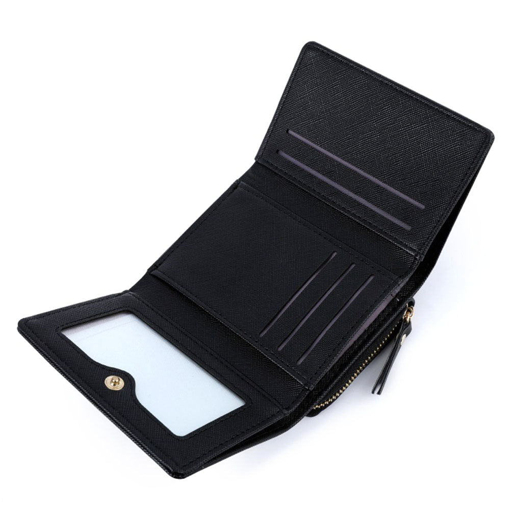 TAILIAN T6103-012 Cross Texture PU Leather Folding Wallet Zipper Pocket Women Cards Cash Holder Bag