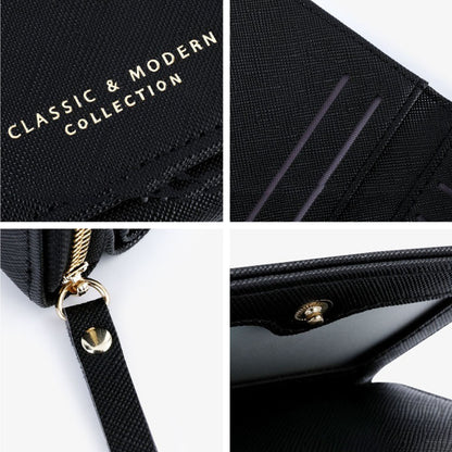 TAILIAN T6103-012 Cross Texture PU Leather Folding Wallet Zipper Pocket Women Cards Cash Holder Bag