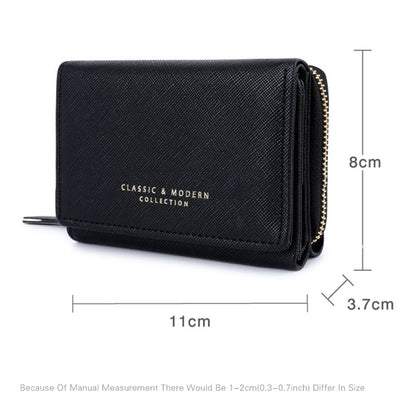 TAILIAN T6103-012 Cross Texture PU Leather Folding Wallet Zipper Pocket Women Cards Cash Holder Bag