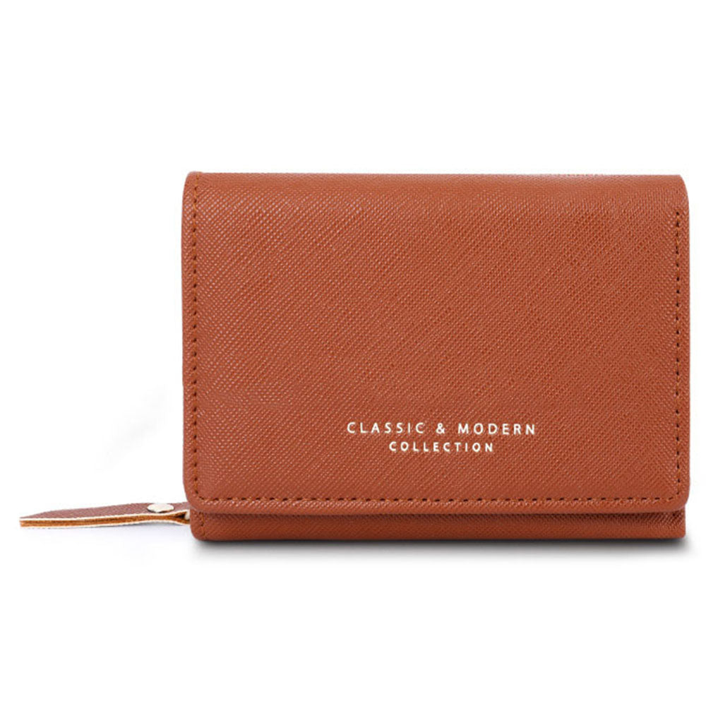 TAILIAN T6103-012 Cross Texture PU Leather Folding Wallet Zipper Pocket Women Cards Cash Holder Bag