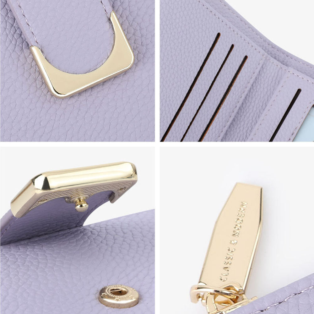 TAILIAN T2602-324 Litchi Texture PU Leather Women Short Wallet Cards Cash Holder with Zipper Pocket