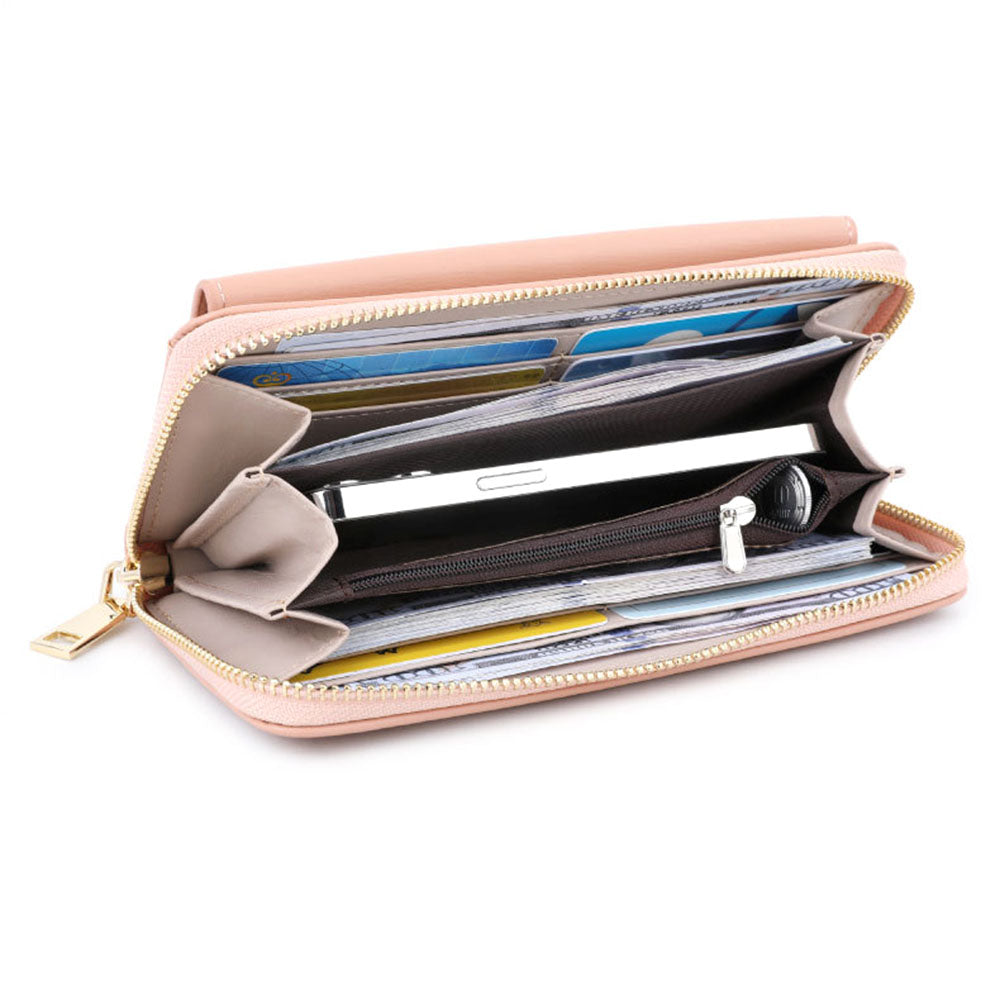 TAILIAN T9612-111 PU Leather Women Zipper Long Wallet Multiple Card Slots Phone Cash Holder Purse