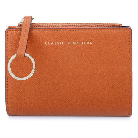 TAILIAN T2602-242 Bi-fold Short Wallet Women PU Leather Slim Coin Purse with Keychain