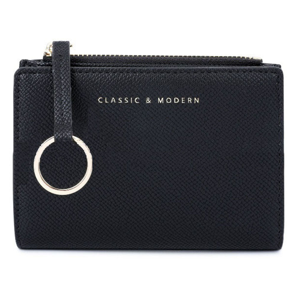 TAILIAN T2602-242 Bi-fold Short Wallet Women PU Leather Slim Coin Purse with Keychain