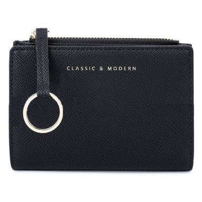 TAILIAN T2602-242 Bi-fold Short Wallet Women PU Leather Slim Coin Purse with Keychain